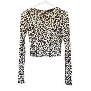 Vintage Forever 21 Mesh Leopard Top Medium Club Y2K  Animal Print Sheer